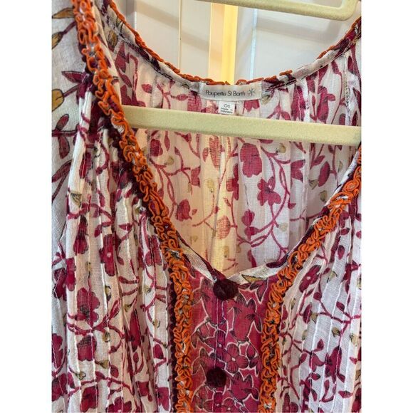 Poupette St Barth Women Pink Boho Ruffle Poncho Tiered Mini Dress, one size $300 - Picture 4 of 8